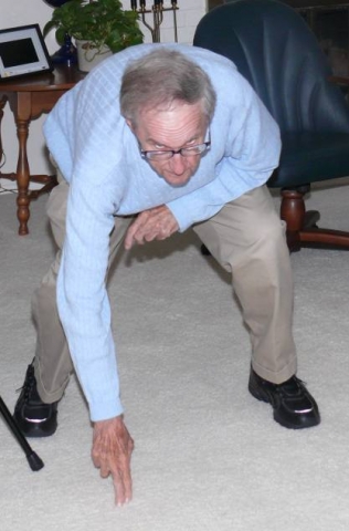 At 90 years young, Coach Bohmbach showed he could still do the 3-point stance!  HOBBER-DOBBER!  